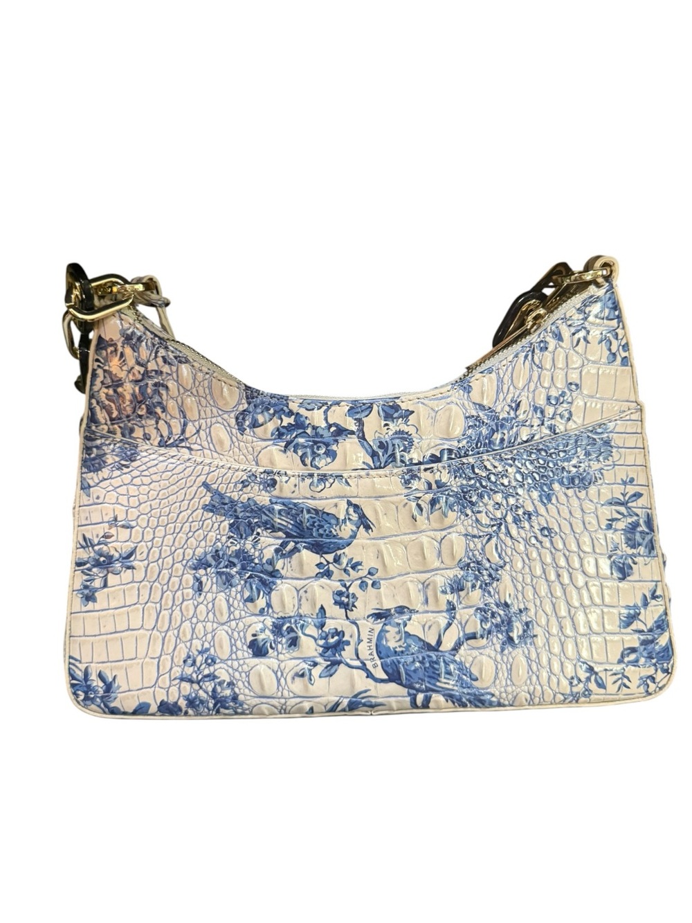 NWT Brahmin Melbourne Esme Blue Chinoiserie Leather Chain Shoulder Bag Rare - Picture 9 of 12